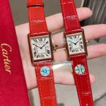 Replica Cartier Tank Louis White Dial Red Leather Rose Gold Case Quartz Watch 